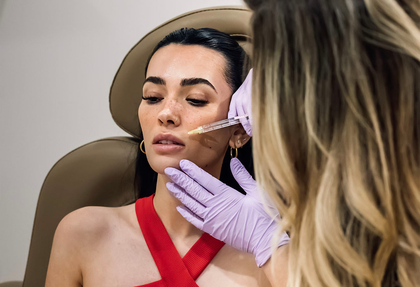woman receiving dermal filler at Skin Design Aesthetics in South Shore, MA