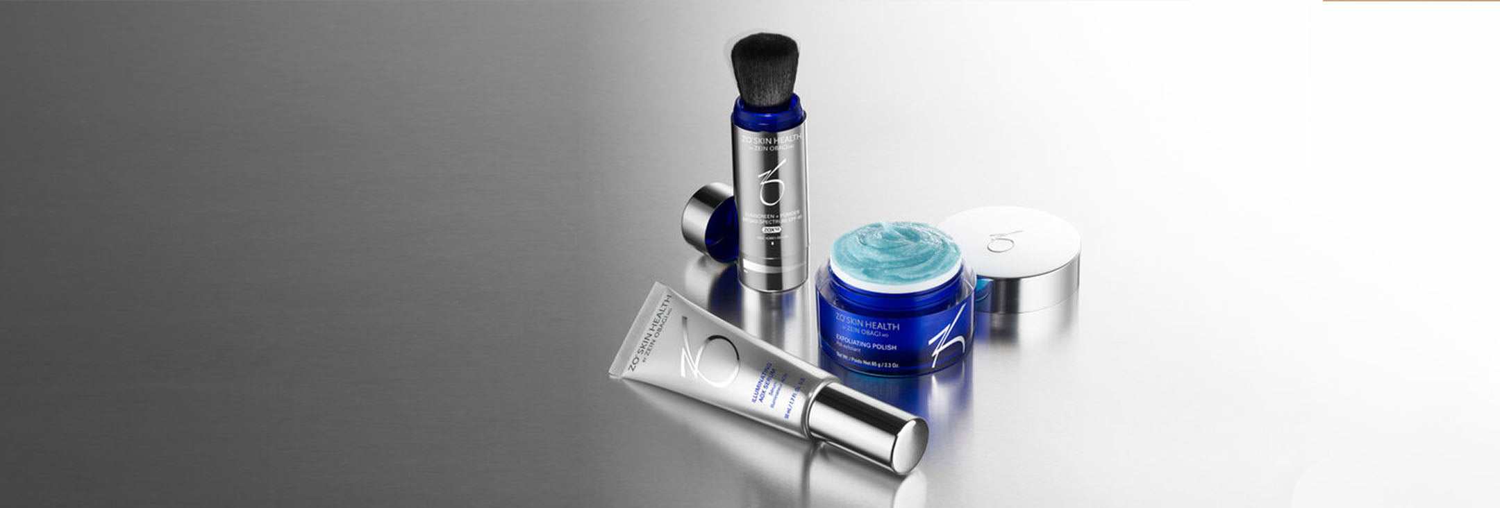 zo skin health product flat lay with swatches