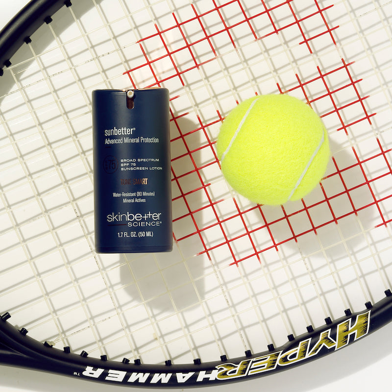skinbetter sunbetter tonesmart sunscreen spf 56 lotion tennis racket tennis ball